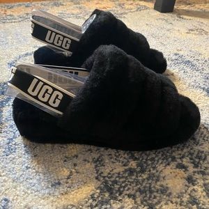 Black Fluff Yeah Ugg Slippers